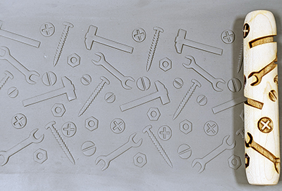 marks in clay made by this roller
