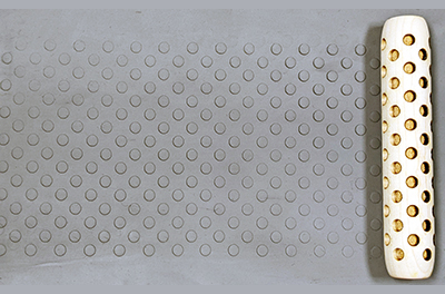 marks in clay made by this roller