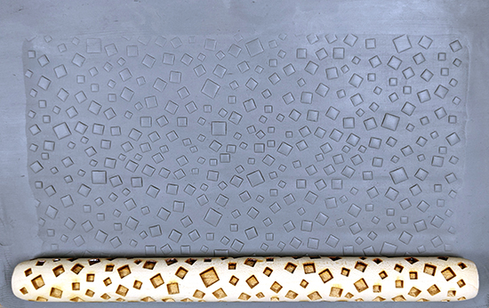marks in clay made by this roller