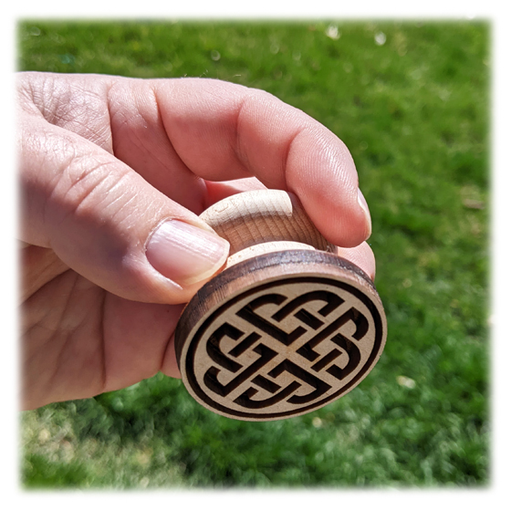 example of Celtic Clay Stamp made of maple wood